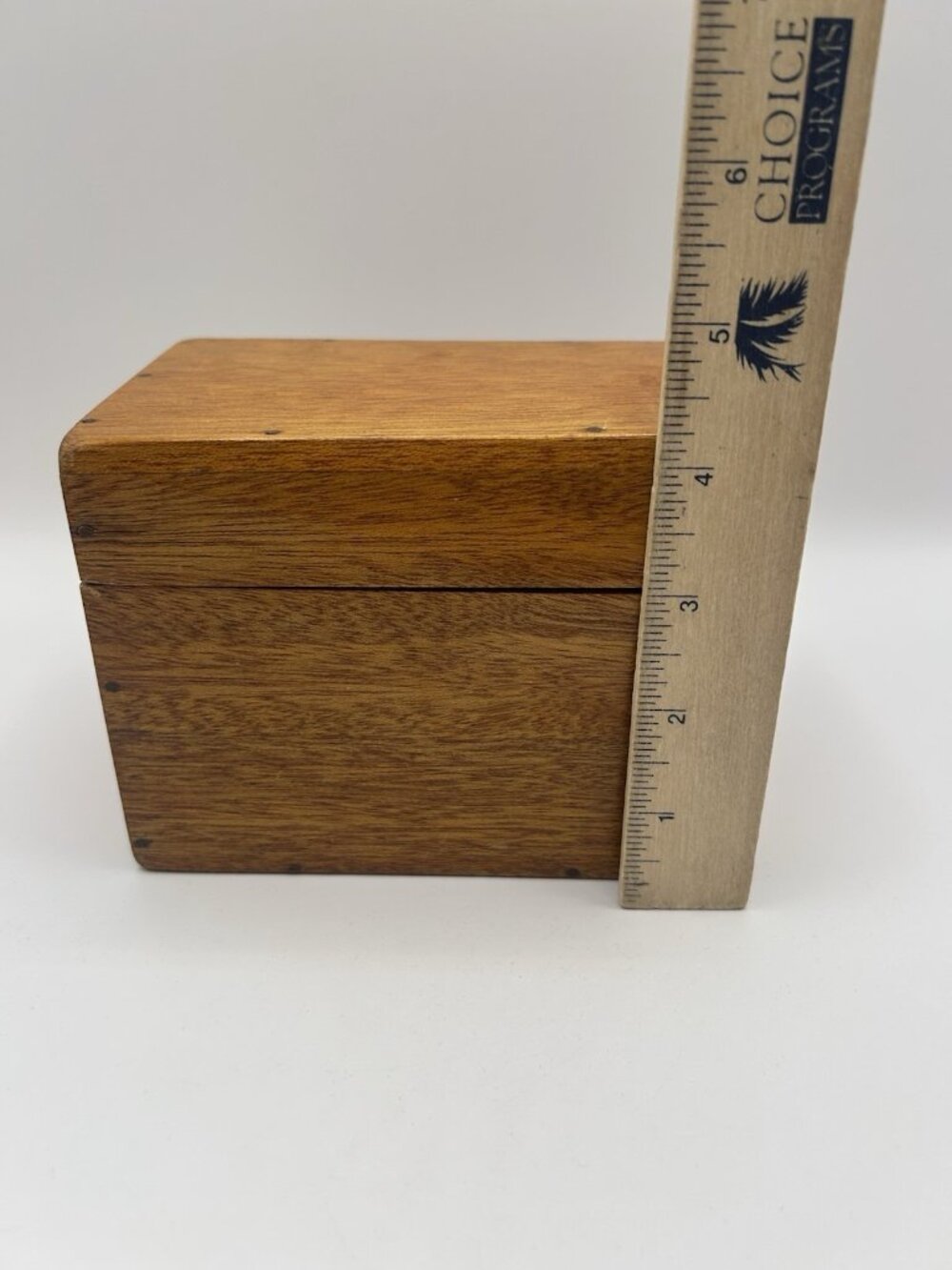 Vintage Wooden Recipe Box Red Felt Lined Hinged Lid Mid Century Kitchen - Picture 5 of 11